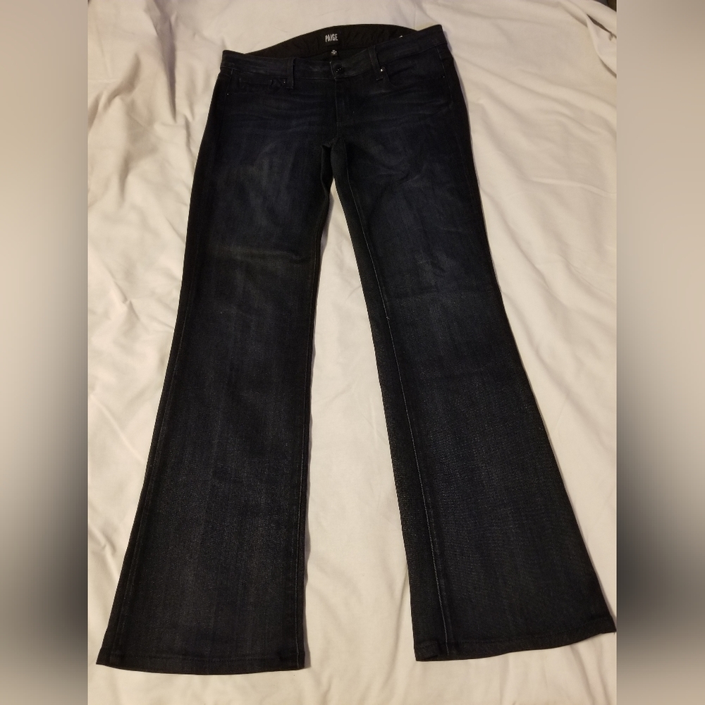 Paige - Mahathan Dark Blue Flare Leg Jeans Size 32
